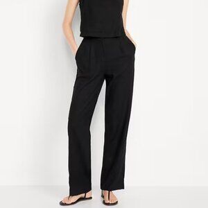 Extra High-Waisted Linen-Blend Taylor Wide-Leg Trouser Pants - Size S
